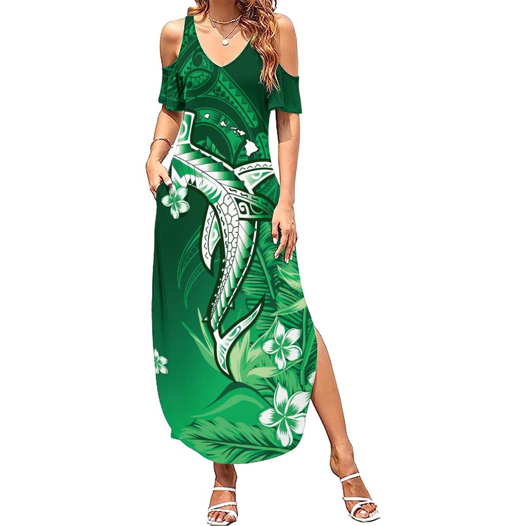 Personalized Hawaiian Maori Hammerhead Shark Family Matching Summer Maxi Dress and Hawaiian Shirt Omaomao Plumeria