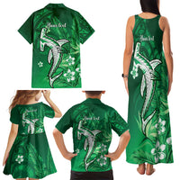 Personalized Hawaiian Maori Hammerhead Shark Family Matching Tank Maxi Dress and Hawaiian Shirt Omaomao Plumeria