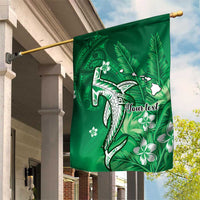 Personalized Hawaiian Maori Hammerhead Shark Garden Flag Omaomao Plumeria - Polynesian Pride
