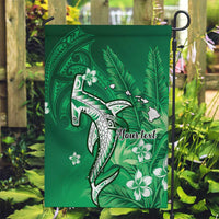 Personalized Hawaiian Maori Hammerhead Shark Garden Flag Omaomao Plumeria - Polynesian Pride