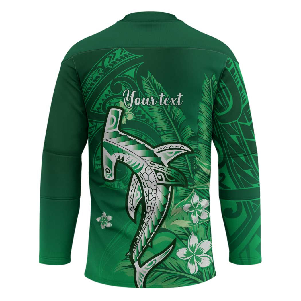 Personalized Hawaiian Maori Hammerhead Shark Hockey Jersey Omaomao Plumeria - Polynesian Pride