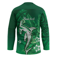 Personalized Hawaiian Maori Hammerhead Shark Hockey Jersey Omaomao Plumeria - Polynesian Pride