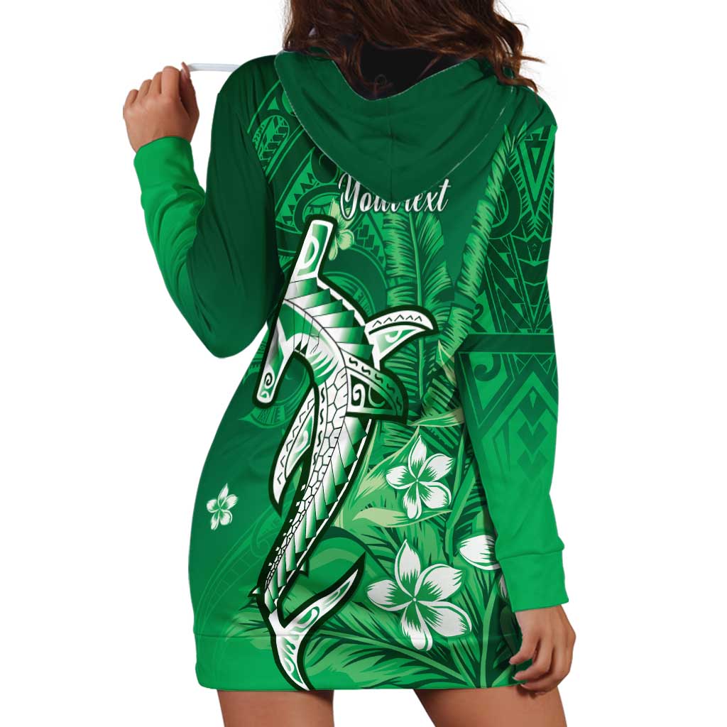 Personalized Hawaiian Maori Hammerhead Shark Hoodie Dress Omaomao Plumeria - Polynesian Pride