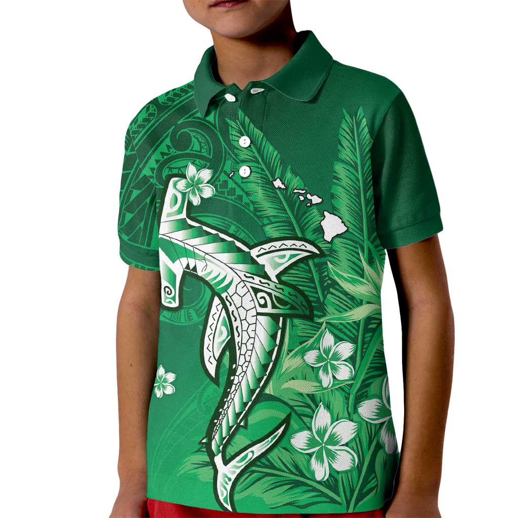 Personalized Hawaiian Maori Hammerhead Shark Kid Polo Shirt Omaomao Plumeria - Polynesian Pride
