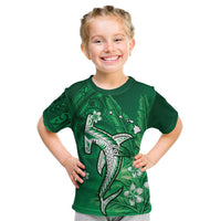 Personalized Hawaiian Maori Hammerhead Shark Kid T Shirt Omaomao Plumeria - Polynesian Pride