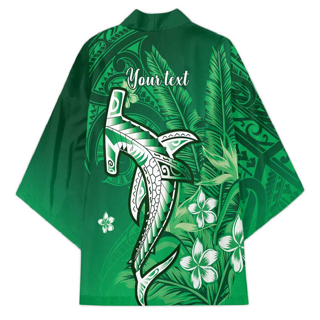 Personalized Hawaiian Maori Hammerhead Shark Kimono Omaomao Plumeria - Polynesian Pride