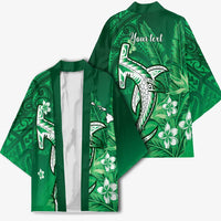 Personalized Hawaiian Maori Hammerhead Shark Kimono Omaomao Plumeria - Polynesian Pride