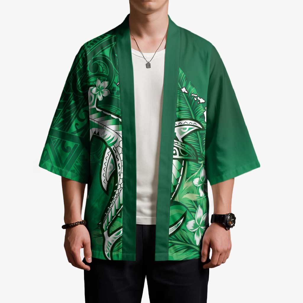 Personalized Hawaiian Maori Hammerhead Shark Kimono Omaomao Plumeria - Polynesian Pride