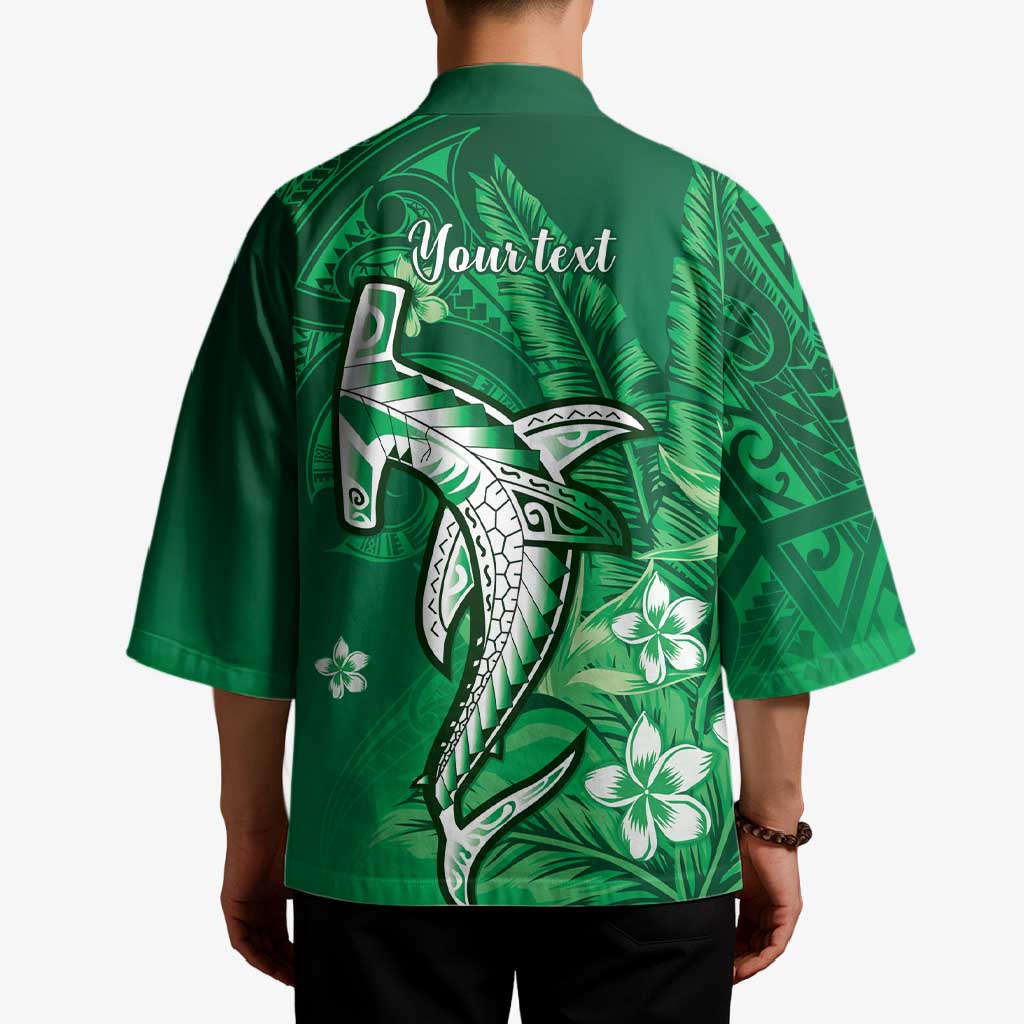 Personalized Hawaiian Maori Hammerhead Shark Kimono Omaomao Plumeria - Polynesian Pride
