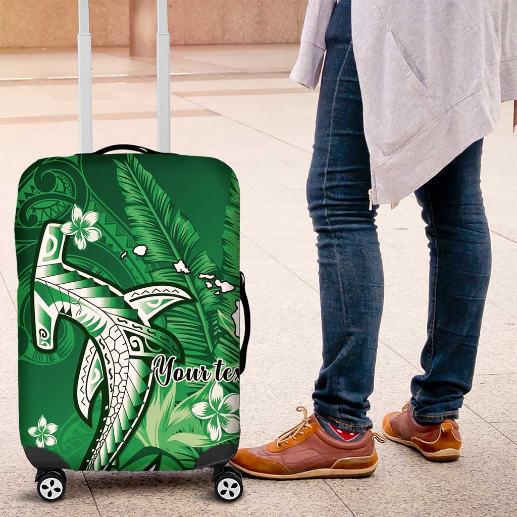 Personalized Hawaiian Maori Hammerhead Shark Luggage Cover Omaomao Plumeria - Polynesian Pride