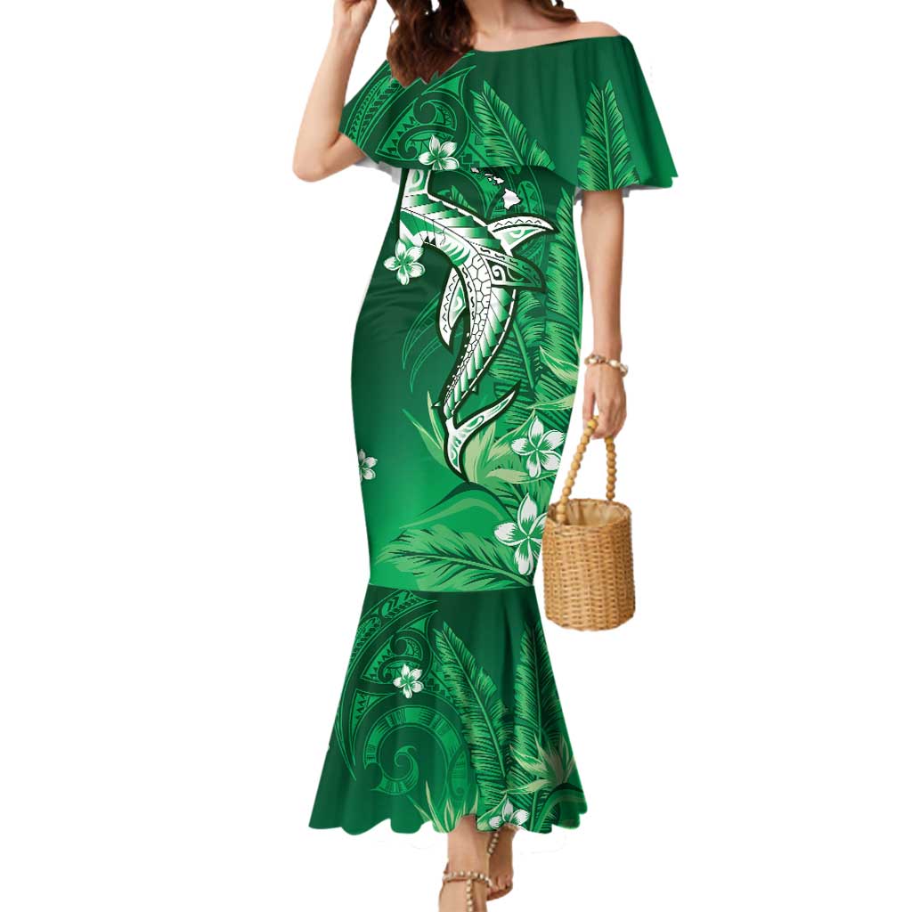 Personalized Hawaiian Maori Hammerhead Shark Mermaid Dress Omaomao Plumeria - Polynesian Pride