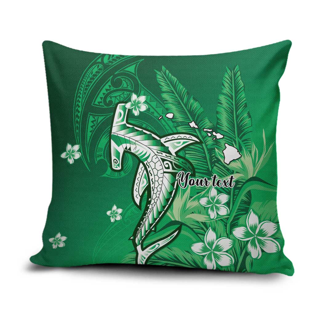 Personalized Hawaiian Maori Hammerhead Shark Pillow Cover Omaomao Plumeria LT9 Green - Polynesian Pride
