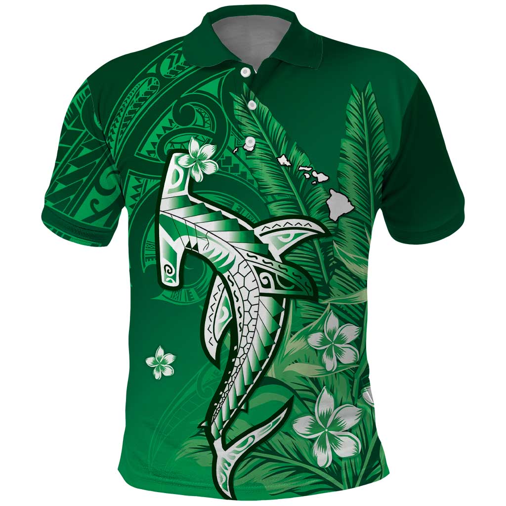 Personalized Hawaiian Maori Hammerhead Shark Polo Shirt Omaomao Plumeria - Polynesian Pride