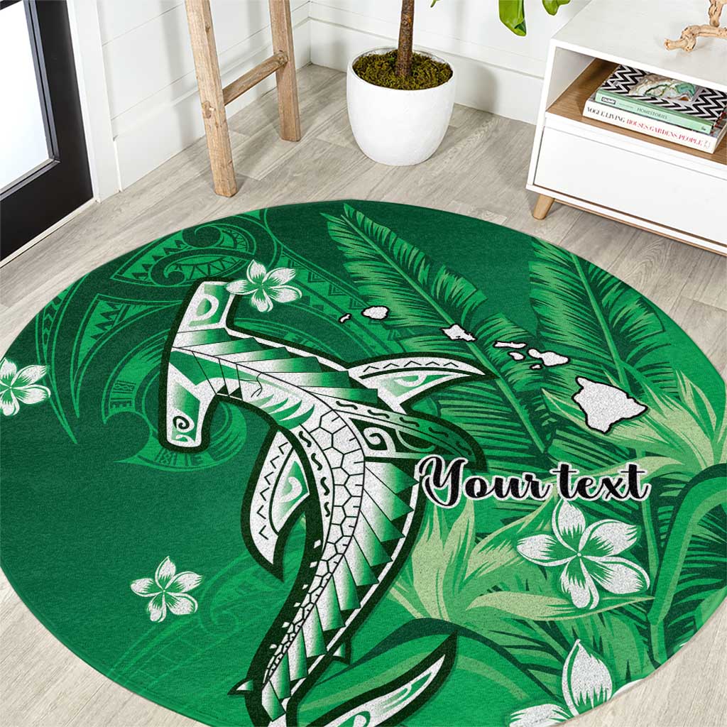 Personalized Hawaiian Maori Hammerhead Shark Round Carpet Omaomao Plumeria - Polynesian Pride