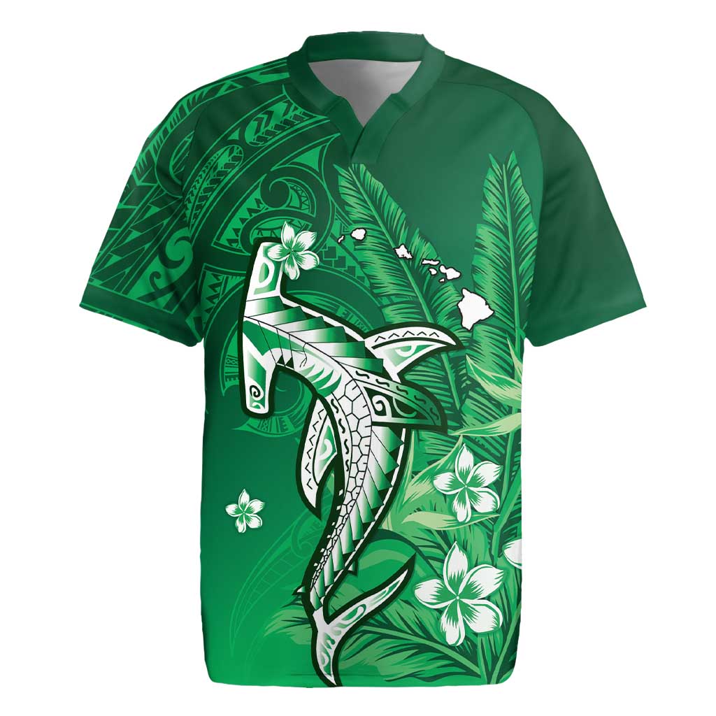 Personalized Hawaiian Maori Hammerhead Shark Rugby Jersey Omaomao Plumeria - Polynesian Pride