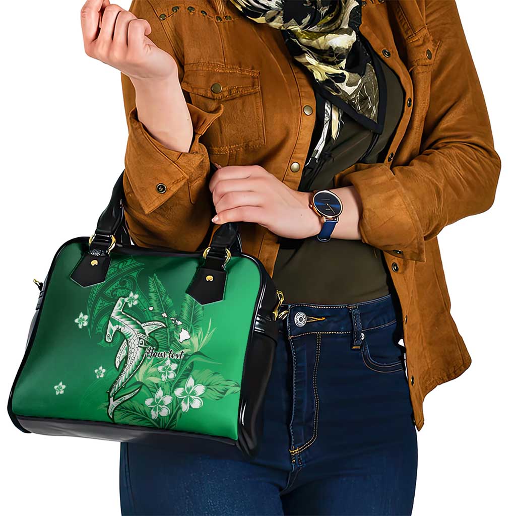 Personalized Hawaiian Maori Hammerhead Shark Shoulder Handbag Omaomao Plumeria - Polynesian Pride
