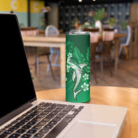 Personalized Hawaiian Maori Hammerhead Shark Skinny Tumbler Omaomao Plumeria LT9 - Polynesian Pride