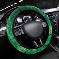 Hawaiian Maori Hammerhead Shark Steering Wheel Cover Omaomao Plumeria LT9 Universal Fit Green - Polynesian Pride