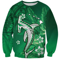 Personalized Hawaiian Maori Hammerhead Shark Sweatshirt Omaomao Plumeria - Polynesian Pride