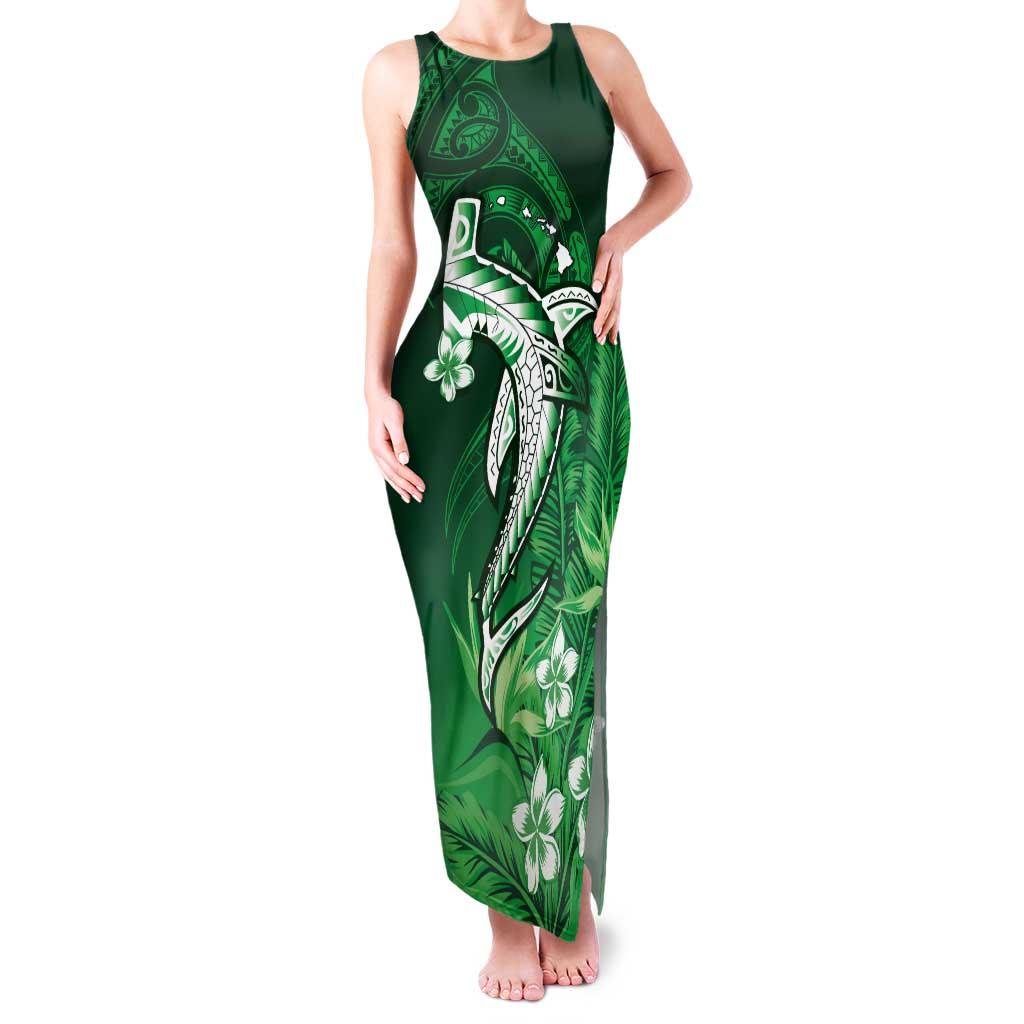 Personalized Hawaiian Maori Hammerhead Shark Tank Maxi Dress Omaomao Plumeria - Polynesian Pride