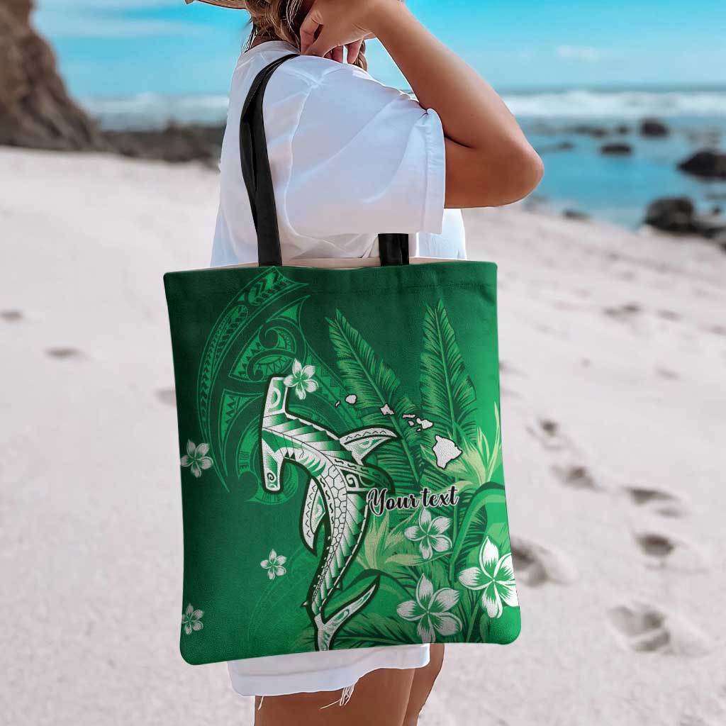 Personalized Hawaiian Maori Hammerhead Shark Tote Bag Omaomao Plumeria - Polynesian Pride