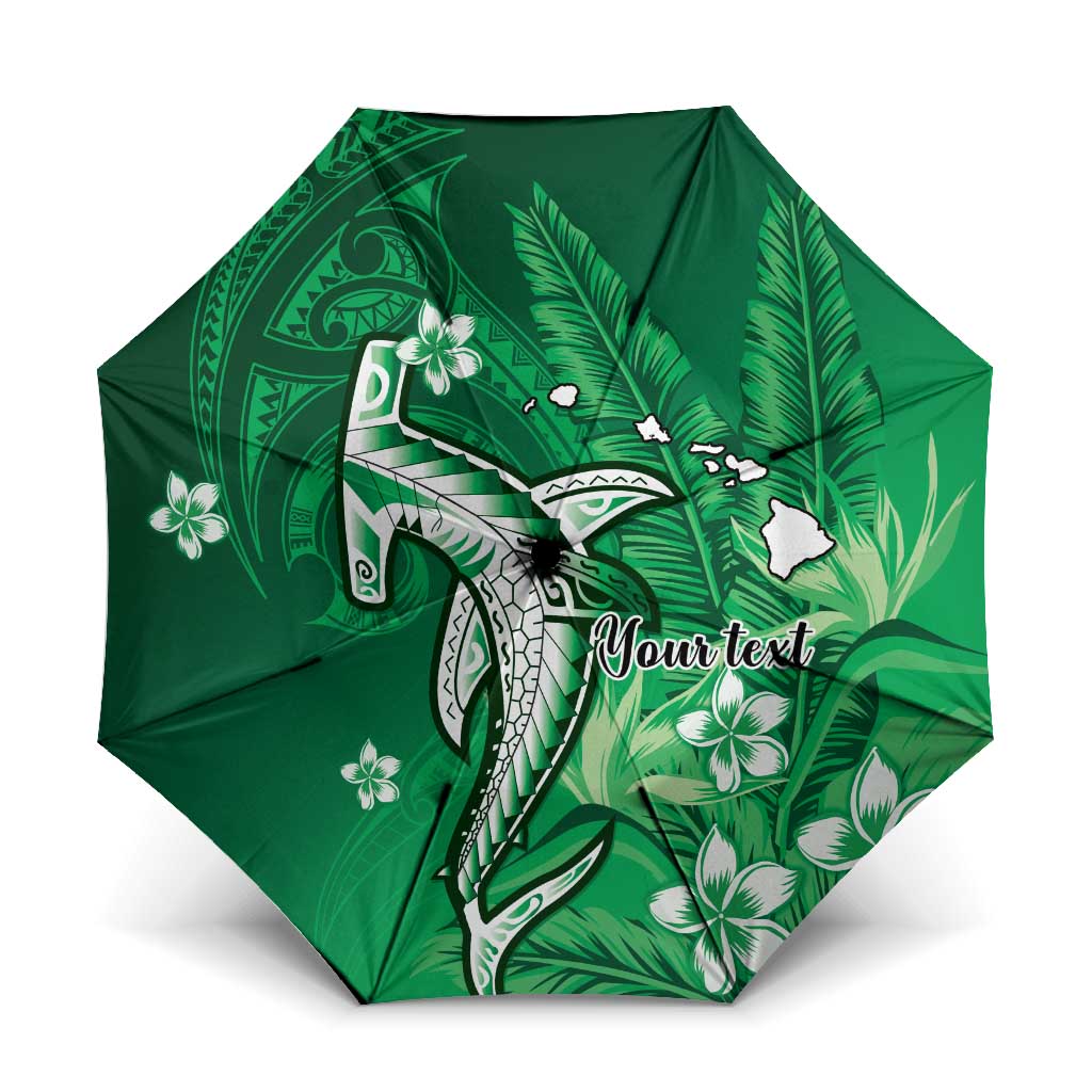Personalized Hawaiian Maori Hammerhead Shark Umbrella Omaomao Plumeria - Polynesian Pride