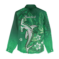 Personalized Hawaiian Maori Hammerhead Shark Women Casual Shirt Omaomao Plumeria - Polynesian Pride