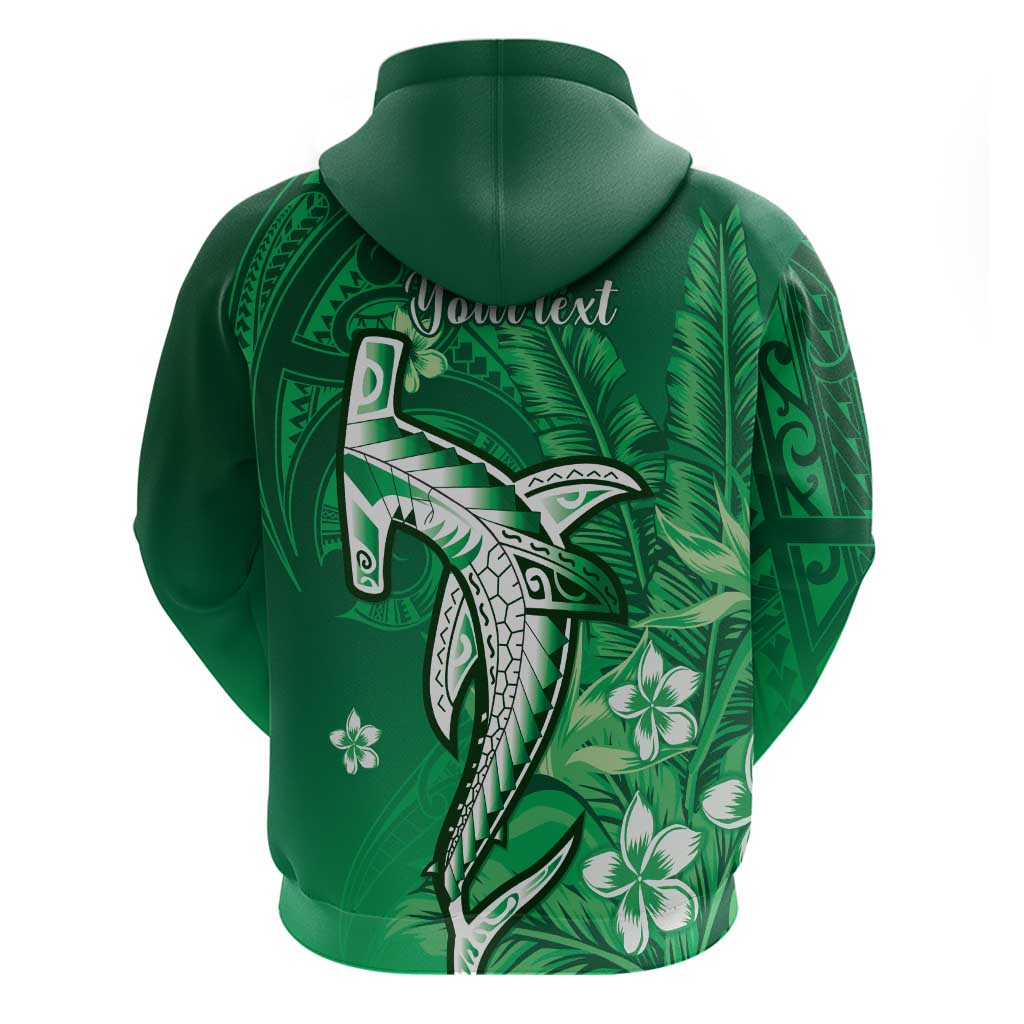 Personalized Hawaiian Maori Hammerhead Shark Zip Hoodie Omaomao Plumeria - Polynesian Pride