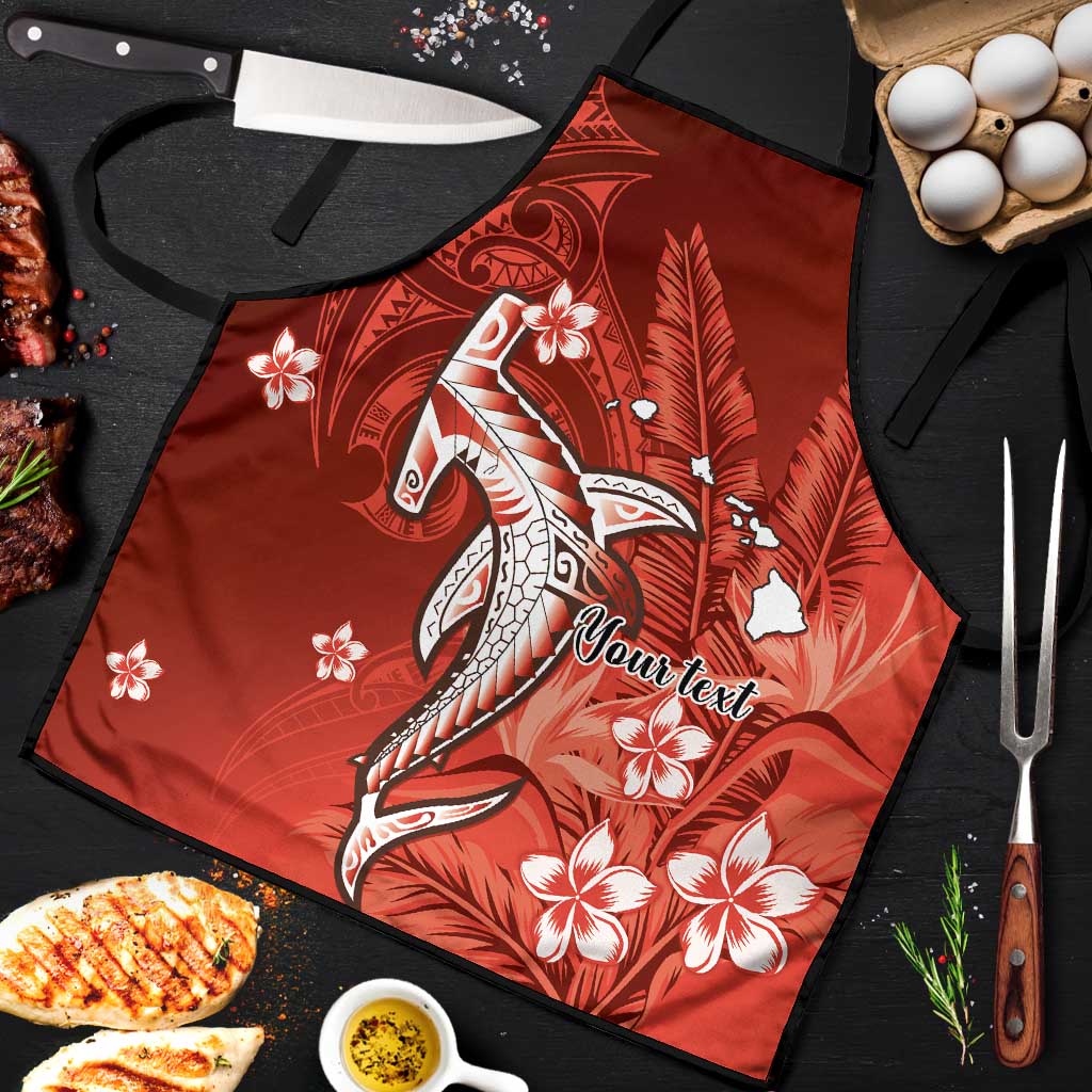 Personalized Hawaiian Maori Hammerhead Shark Apron Ulaula Plumeria - Polynesian Pride