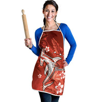 Personalized Hawaiian Maori Hammerhead Shark Apron Ulaula Plumeria - Polynesian Pride