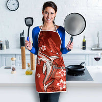 Personalized Hawaiian Maori Hammerhead Shark Apron Ulaula Plumeria - Polynesian Pride