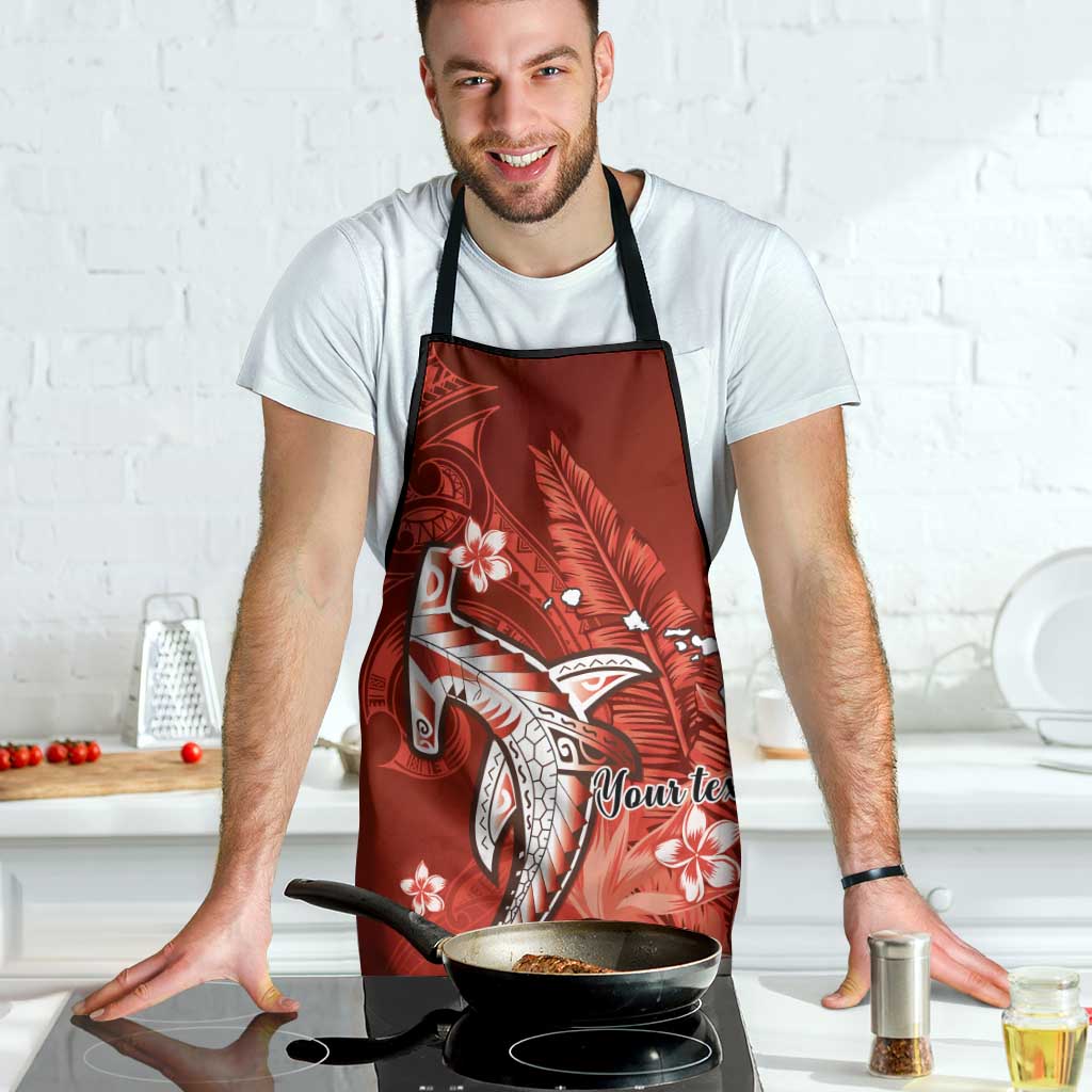 Personalized Hawaiian Maori Hammerhead Shark Apron Ulaula Plumeria - Polynesian Pride