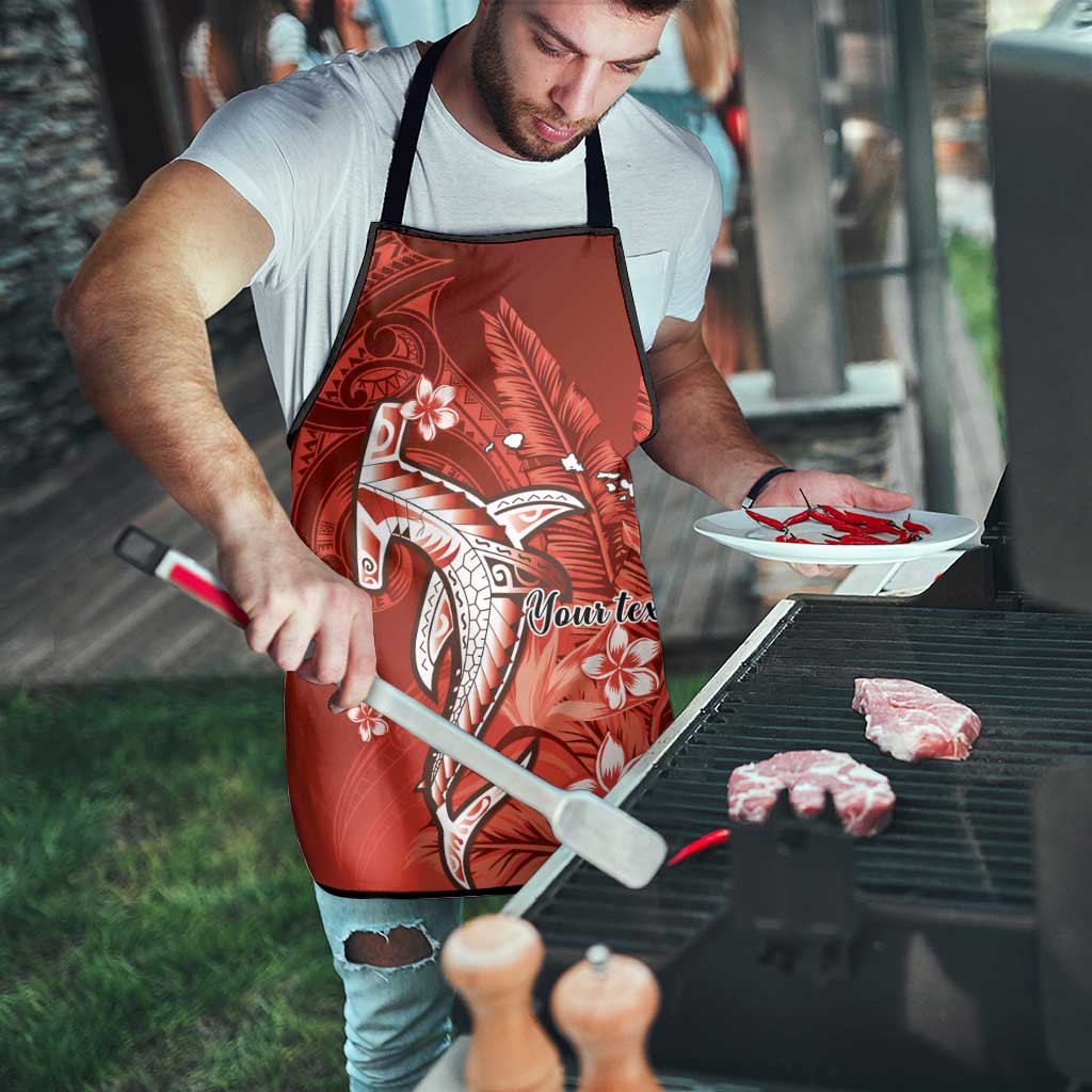 Personalized Hawaiian Maori Hammerhead Shark Apron Ulaula Plumeria - Polynesian Pride
