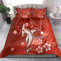 Personalized Hawaiian Maori Hammerhead Shark Bedding Set Ulaula Plumeria - Polynesian Pride