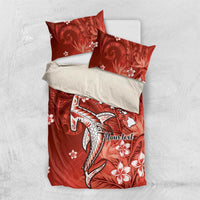 Personalized Hawaiian Maori Hammerhead Shark Bedding Set Ulaula Plumeria - Polynesian Pride