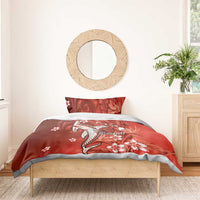 Personalized Hawaiian Maori Hammerhead Shark Bedding Set Ulaula Plumeria - Polynesian Pride