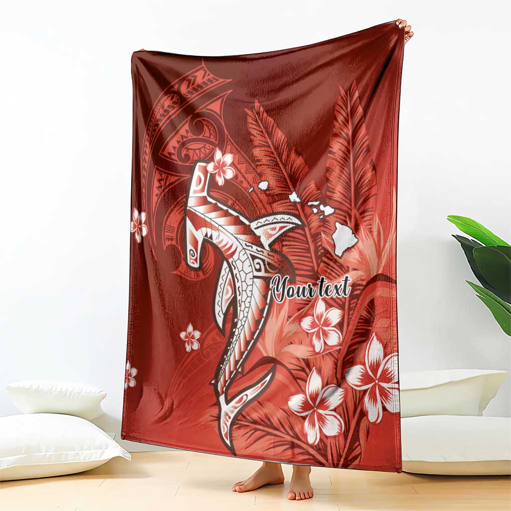 Personalized Hawaiian Maori Hammerhead Shark Blanket Ulaula Plumeria LT9 - Polynesian Pride