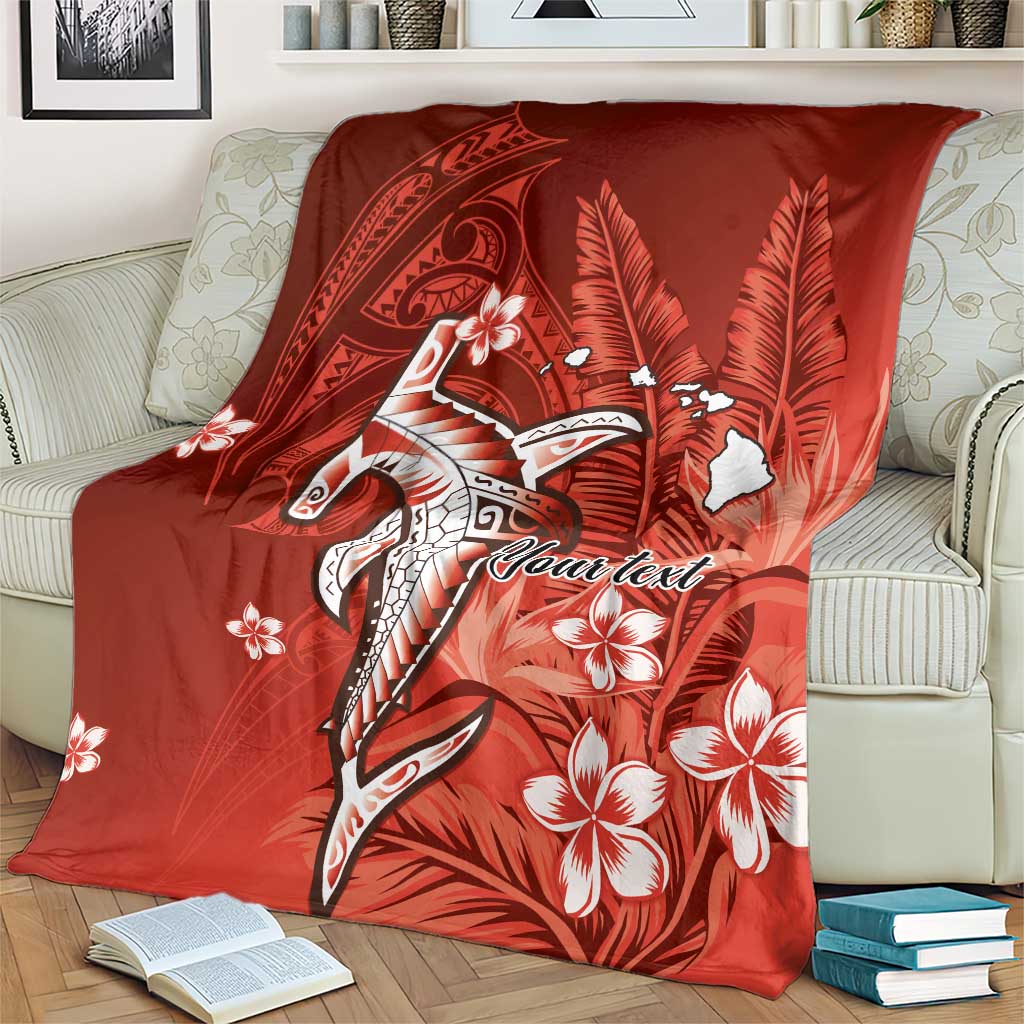 Personalized Hawaiian Maori Hammerhead Shark Blanket Ulaula Plumeria LT9 - Polynesian Pride