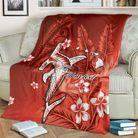 Personalized Hawaiian Maori Hammerhead Shark Blanket Ulaula Plumeria LT9 - Polynesian Pride