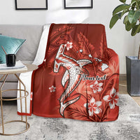 Personalized Hawaiian Maori Hammerhead Shark Blanket Ulaula Plumeria LT9 - Polynesian Pride