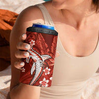 Personalized Hawaiian Maori Hammerhead Shark 4 in 1 Can Cooler Tumbler Ulaula Plumeria - Polynesian Pride