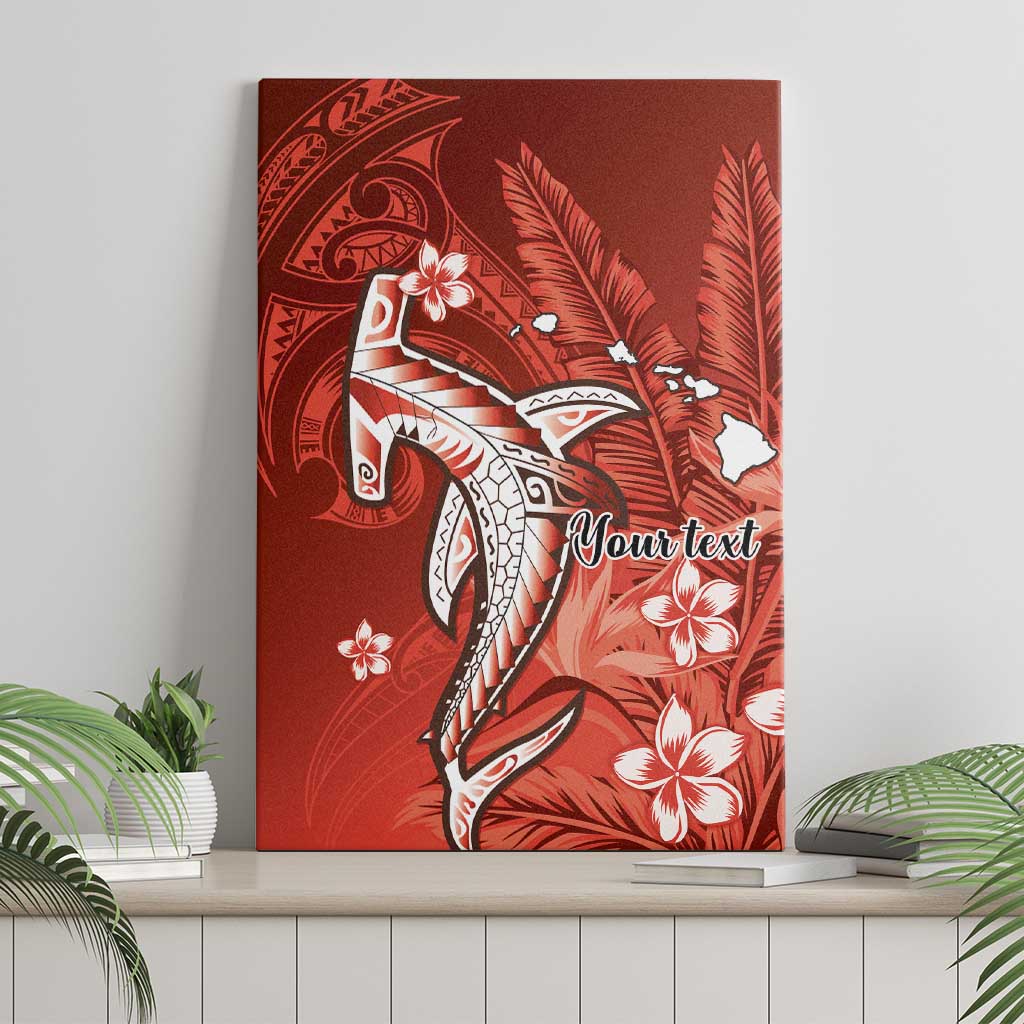 Personalized Hawaiian Maori Hammerhead Shark Canvas Wall Art Ulaula Plumeria - Polynesian Pride