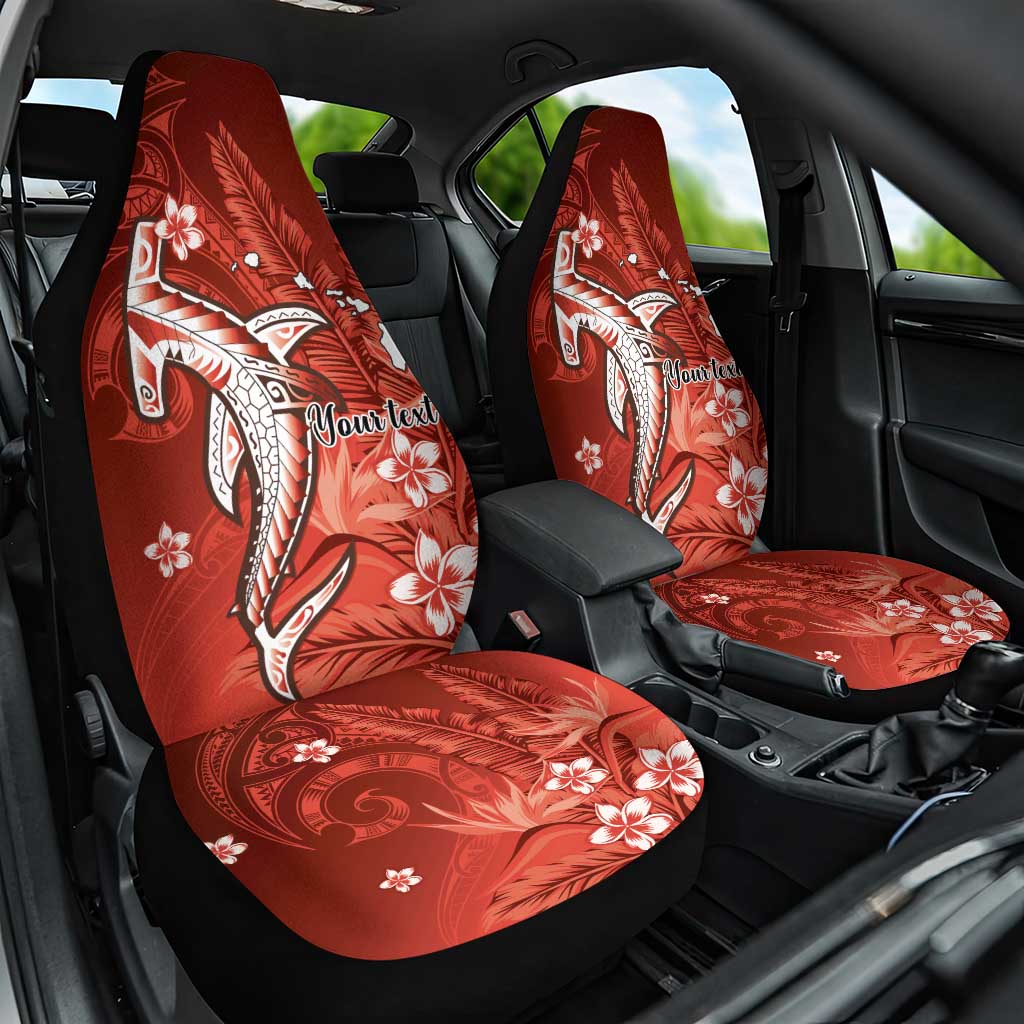 Personalized Hawaiian Maori Hammerhead Shark Car Seat Cover Ulaula Plumeria - Polynesian Pride