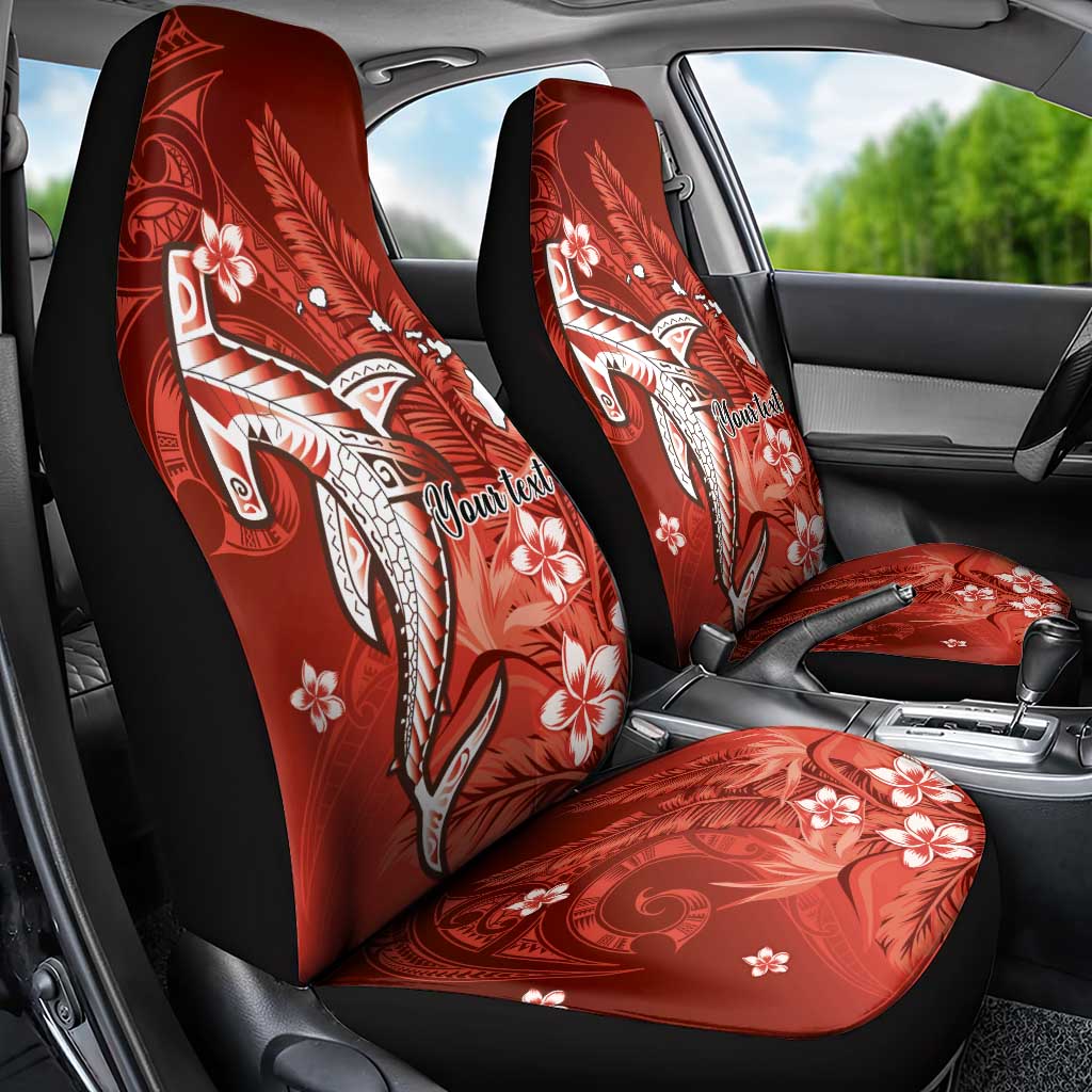 Personalized Hawaiian Maori Hammerhead Shark Car Seat Cover Ulaula Plumeria - Polynesian Pride