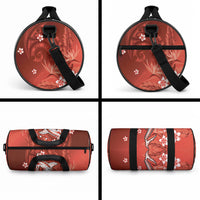 Personalized Hawaiian Maori Hammerhead Shark Duffle Bag Ulaula Plumeria LT9 - Polynesian Pride