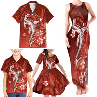 Personalized Hawaiian Maori Hammerhead Shark Family Matching Tank Maxi Dress and Hawaiian Shirt Ulaula Plumeria