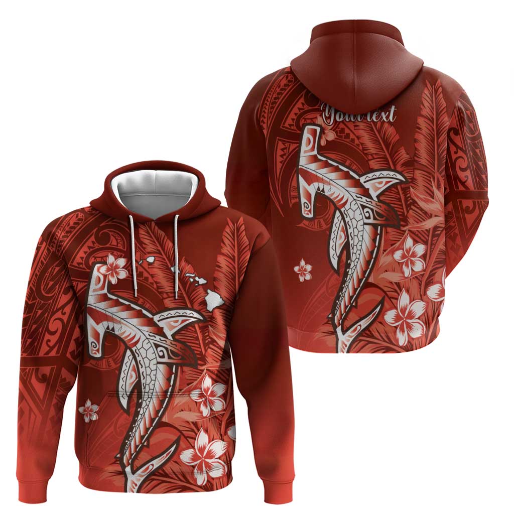 Personalized Hawaiian Maori Hammerhead Shark Hoodie Ulaula Plumeria - Polynesian Pride