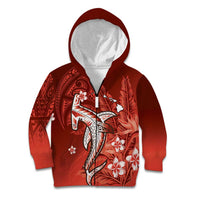 Personalized Hawaiian Maori Hammerhead Shark Kid Hoodie Ulaula Plumeria - Polynesian Pride