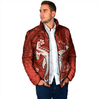 Personalized Hawaiian Maori Hammerhead Shark Padded Jacket Ulaula Plumeria - Polynesian Pride