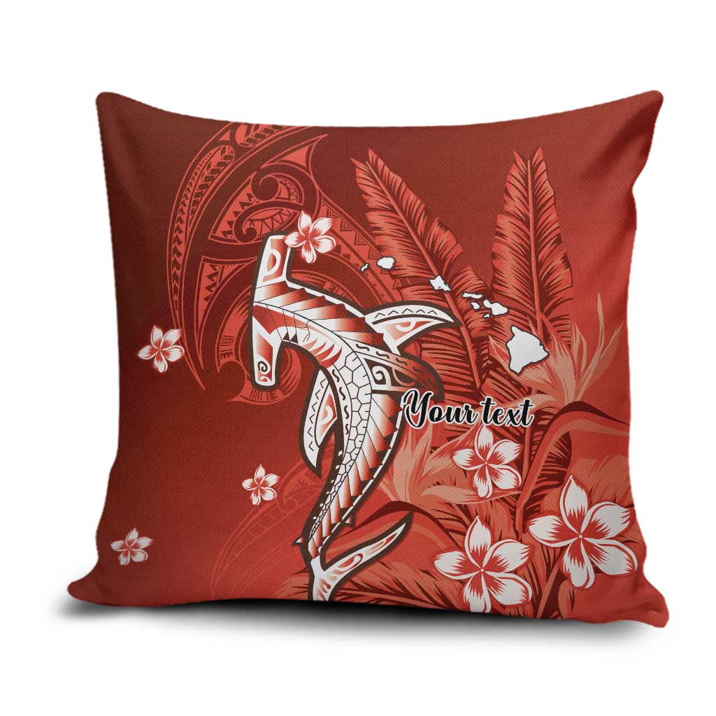 Personalized Hawaiian Maori Hammerhead Shark Pillow Cover Ulaula Plumeria LT9 Red - Polynesian Pride